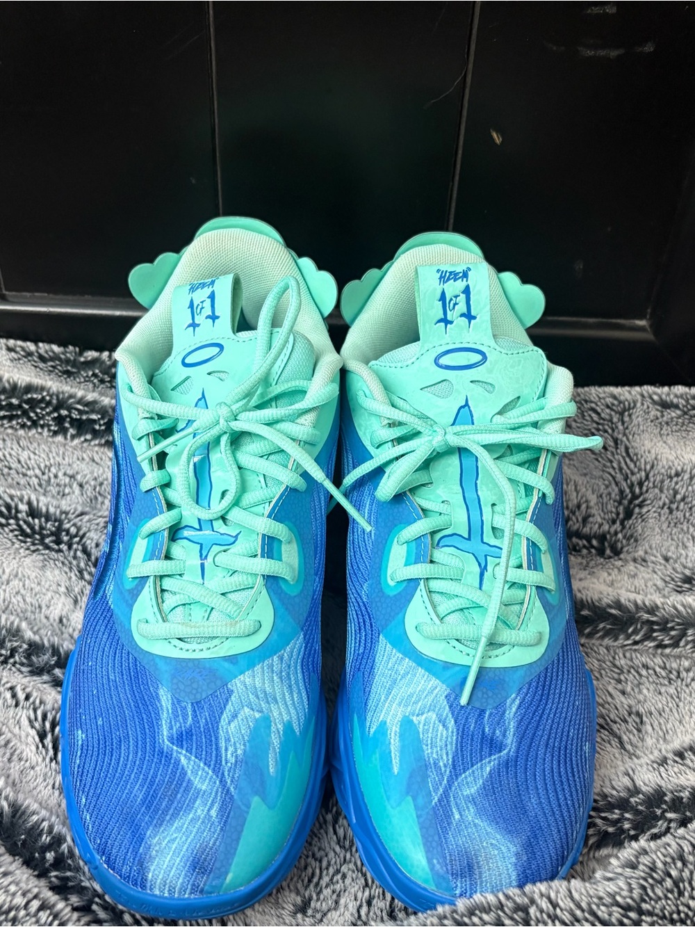 Puma Men's Aqua and Blue Athletic Sneakers